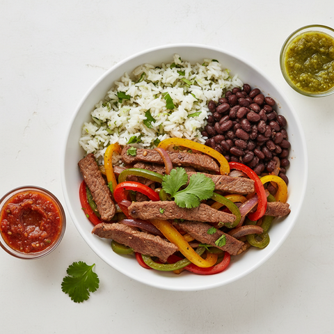 Ribeye Steak Fajitas W/Cilantro lime Rice