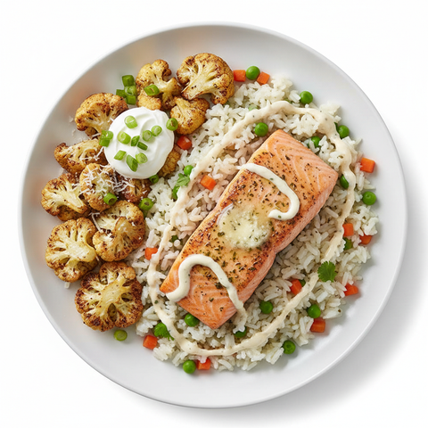 Lemon Roasted Salmon W/Roasted Cauliflower