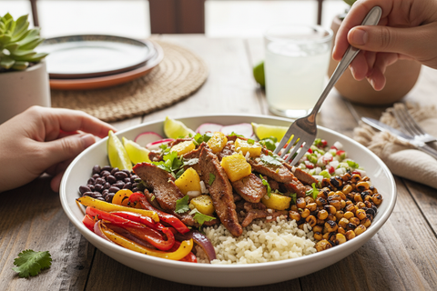 I done see the roasted bell peppers and onions and fired roasted corn